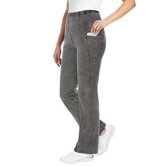 Woman Within Plus Size Tall Stretch-Cotton Knit Pull-On Bootcut Pocket Leggings