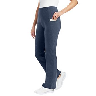 Woman Within Plus Size Tall Stretch-Cotton Knit Pull-On Bootcut Pocket Leggings