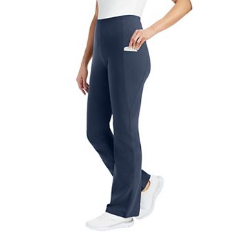 Woman Within Plus Size Tall Stretch-Cotton Knit Pull-On Bootcut Pocket Leggings