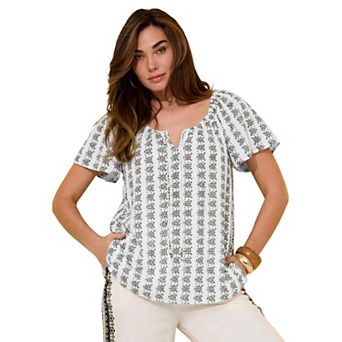 Roaman's Women's Plus Size Peasant Blouse