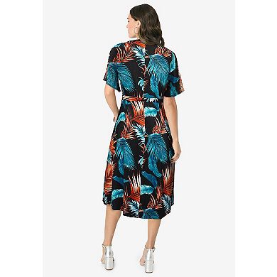 Roaman's Women's Plus Size Hand-Crinkled Button-Down Dress