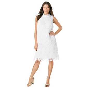 Roaman's Women's Plus Size Halter Mockneck Lace Dress