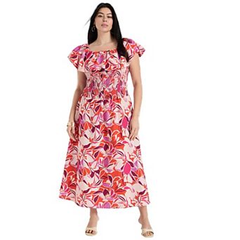 June + Vie Women's Plus Size Smocked Bubble Dress