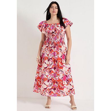 June + Vie Women's Plus Size Smocked Bubble Dress