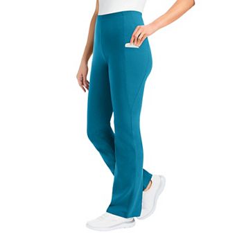 Woman Within Plus Size Petite Stretch-Cotton Knit Pull-On Bootcut Pocket Leggings