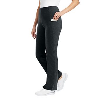 Woman Within Plus Size Petite Stretch-Cotton Knit Pull-On Bootcut Pocket Leggings