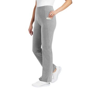 Woman Within Plus Size Petite Stretch-Cotton Knit Pull-On Bootcut Pocket Leggings