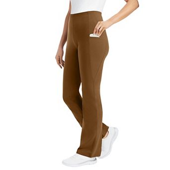 Woman Within Plus Size Petite Stretch-Cotton Knit Pull-On Bootcut Pocket Leggings