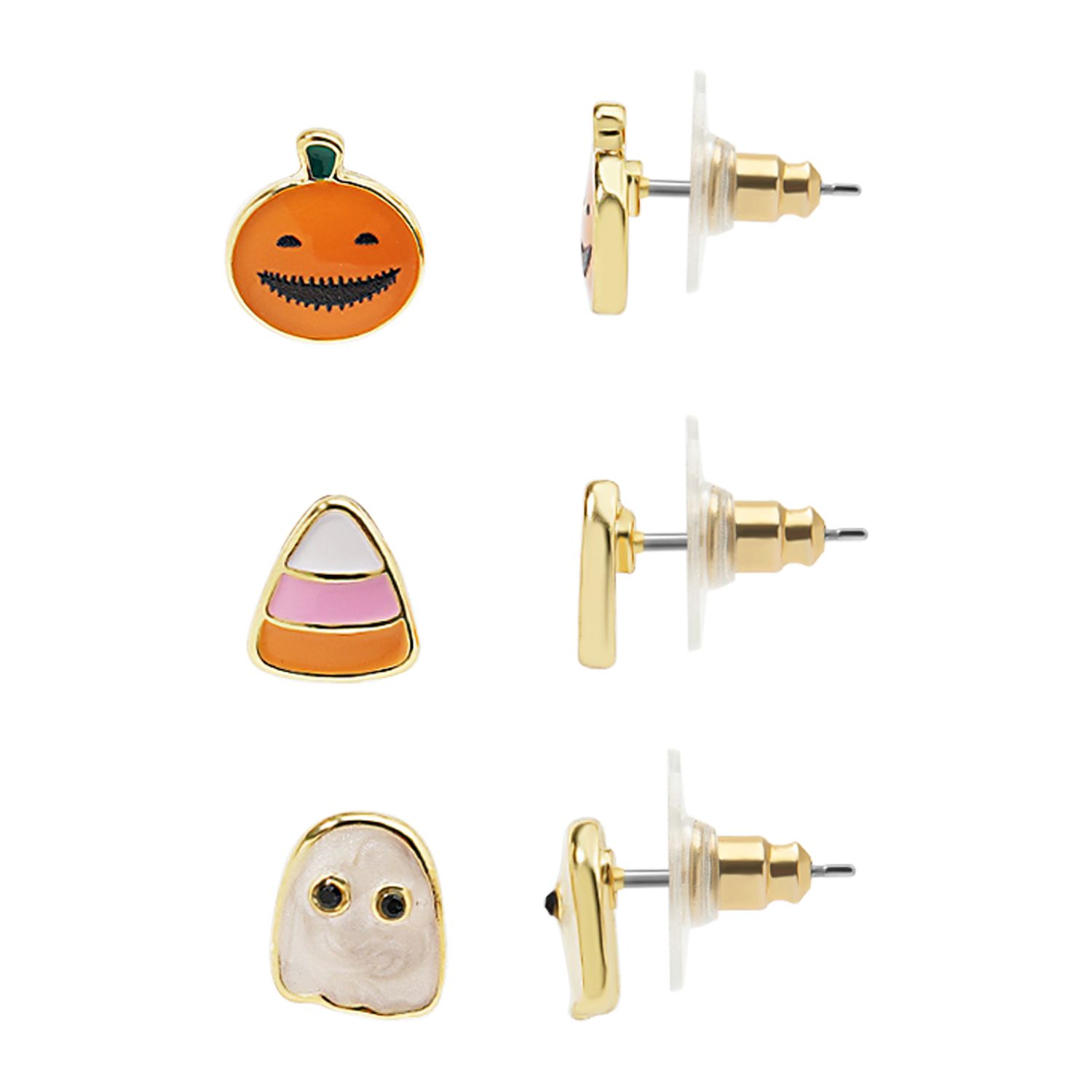 LC Lauren Conrad Gold Tone 3-Pair Candy Corn Ghost Earring Set - Multi