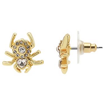 LC Lauren Conrad Gold Tone Clear Pave Spider Post Earrings