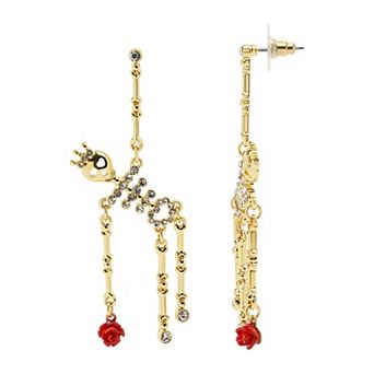 LC Lauren Conrad Gold Tone Skeleton Pave & Flower Post Earrings