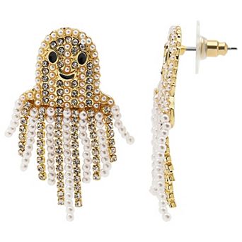 LC Lauren Conrad Gold Tone Beaded Simulated Pearl & Gold Ghost Earrings