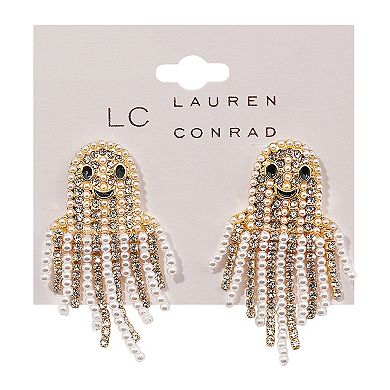 LC Lauren Conrad Gold Tone Beaded Simulated Pearl & Gold Ghost Earrings