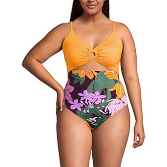 Plus Size Lands' End O-Ring Monokini One-Piece Swimsuit