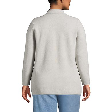 Plus Size Lands' End Button Front Blazer Sweater