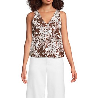 Women's Lands' End Lightweight Jersey Blouson V-Neck Tank Top