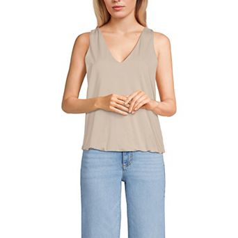 Women's Lands' End Lightweight Jersey Blouson V-Neck Tank Top