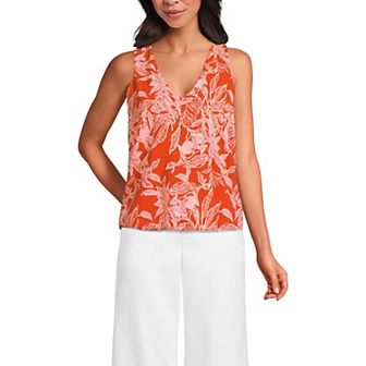 Women's Lands' End Lightweight Jersey Blouson V-Neck Tank Top