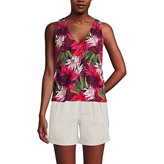 Women's Lands' End Lightweight Jersey Blouson V-Neck Tank Top