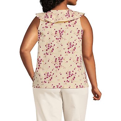 Plus Size Lands' End Cascade Ruffle V-Neck Top
