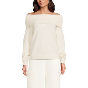 Women's Lands' End Eyelash Off Shoulder Sweater in Regular & Plus