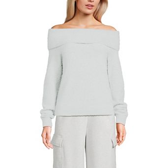 Women's Lands' End Eyelash Off Shoulder Sweater in Regular & Plus
