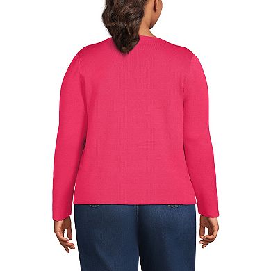 Women's Lands' End Scallop Edge Fitted Cardigan Sweater in Regular & Plus