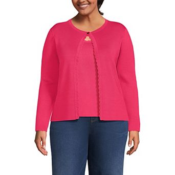 Women's Lands' End Scallop Edge Fitted Cardigan Sweater in Regular & Plus