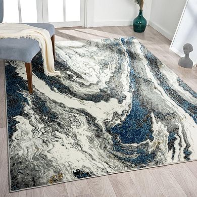 Luxe Weavers Abstract Wavy Marble Swirl Area Rug