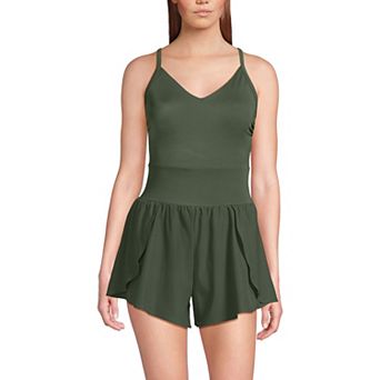 Women's Lands' End Strappy X-Back Romper Swimsuit