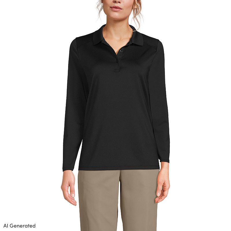 Women's Lands' End Long Sleeve Feminine Fit Rapid Dry Polo Shirt, Girl's,