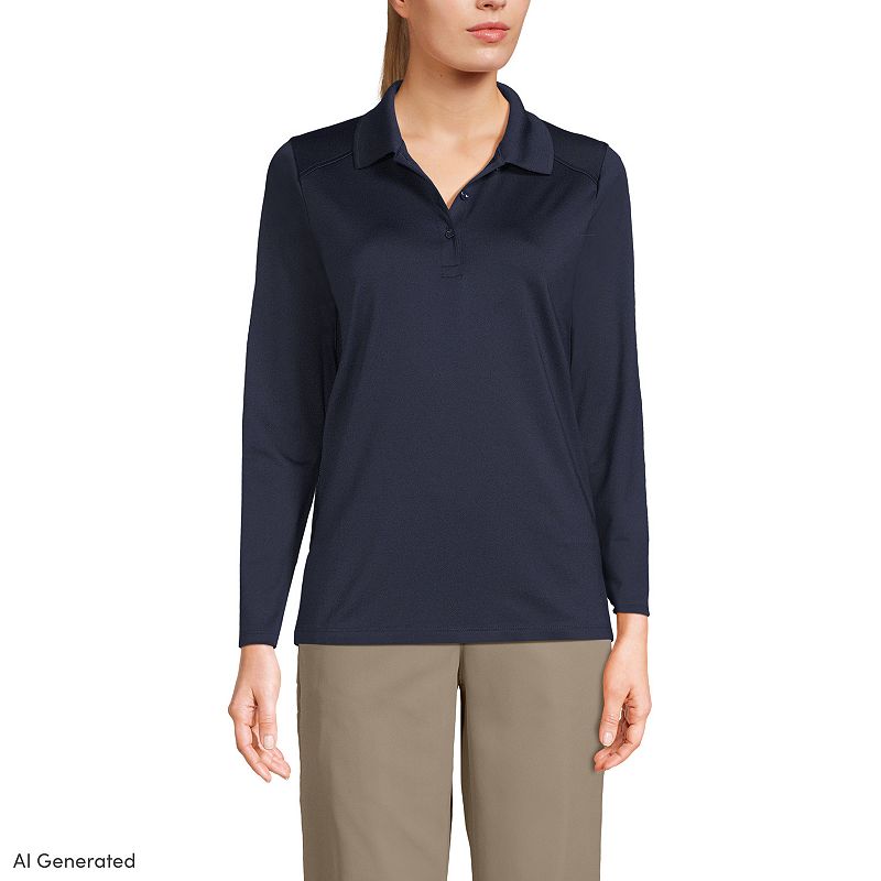 Women's Lands' End Long Sleeve Feminine Fit Rapid Dry Polo Shirt, Girl's,