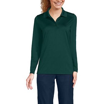 Women's Lands' End Long Sleeve Feminine Fit Rapid Dry Polo Shirt