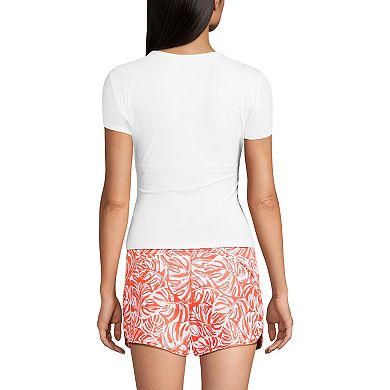 Petite Lands' End Cap Sleeve Fitted Rashguard with Built-In Bra