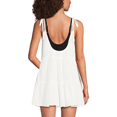 Women's Lands' End Gauze Tiered Mini Cover-Up Dress