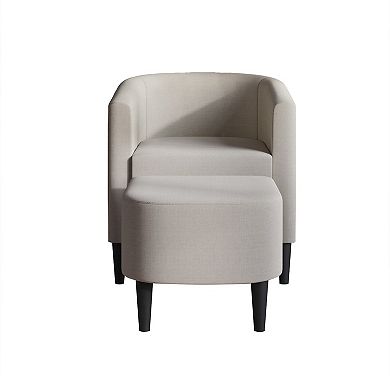 Linen Accent Chair With Stool