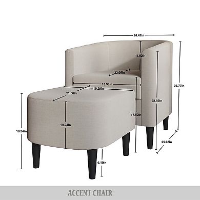 Linen Accent Chair With Stool