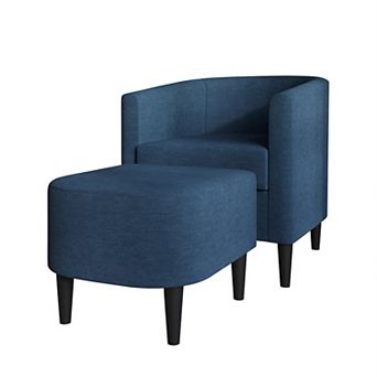 Linen Accent Chair With Stool