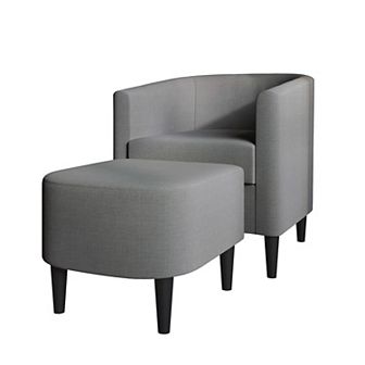 Linen Accent Chair With Stool