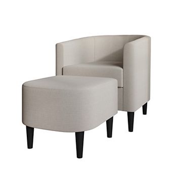 Linen Accent Chair With Stool