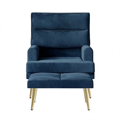 Velvet Accent Chair With Ottoman