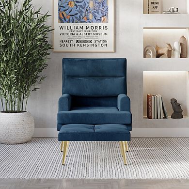 Velvet Accent Chair With Ottoman
