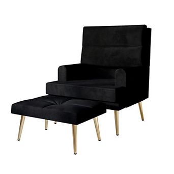 Velvet Accent Chair With Ottoman