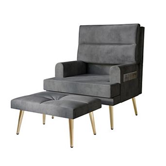 Velvet Accent Chair With Ottoman