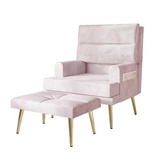 Velvet Accent Chair With Ottoman