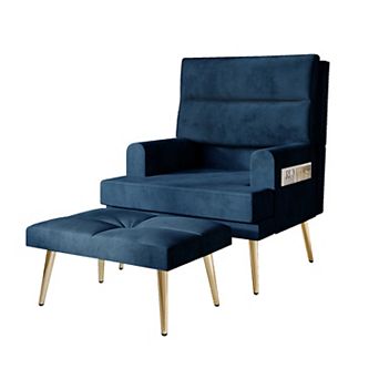 Velvet Accent Chair With Ottoman
