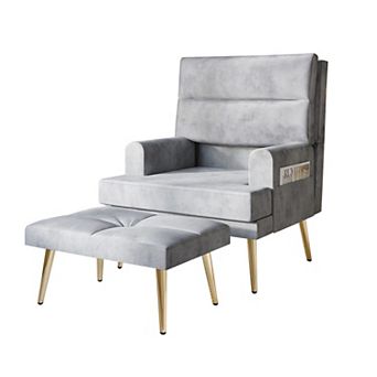 Velvet Accent Chair With Ottoman