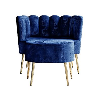 Velvet Chair With Stool