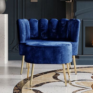 Velvet Chair With Stool