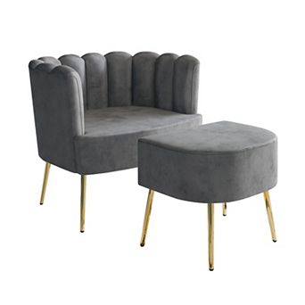 Velvet Chair With Stool